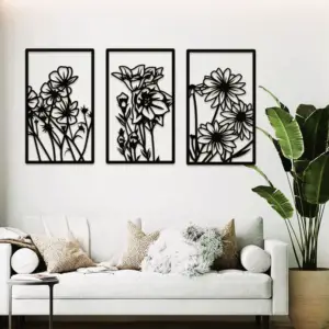 Flower Wall Art 3 Panel