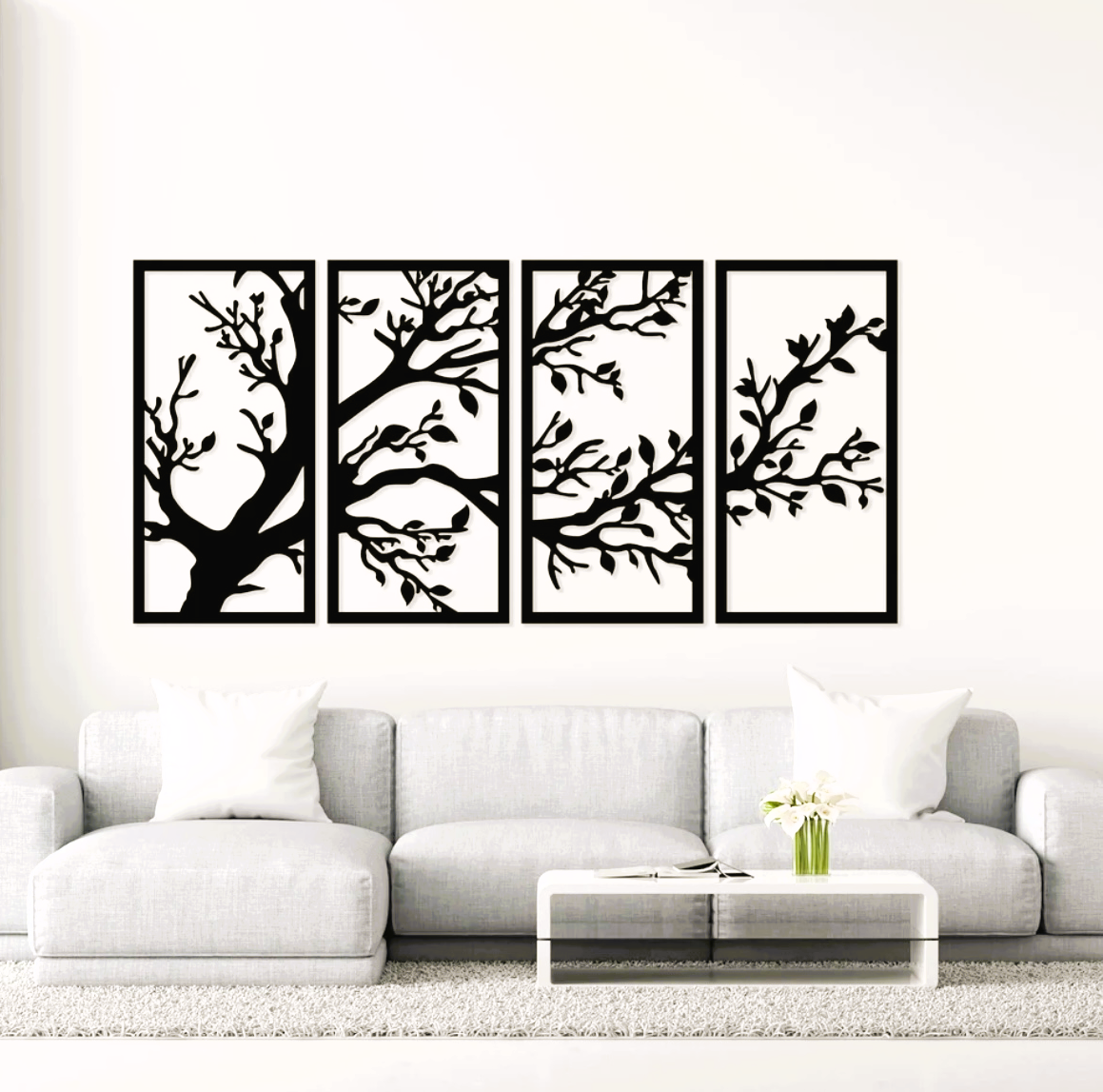 4 Panel Tree Wall Art | Anleo Laser Creations 4 Panel Tree Wall Art