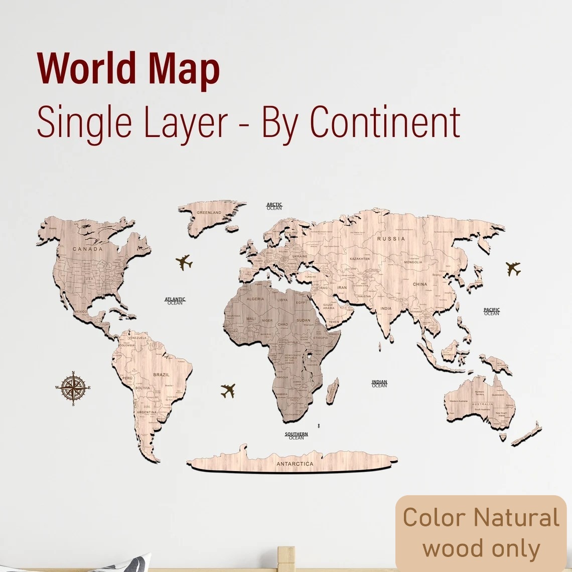 World Map Wall Art | Anleo Laser Creations World Map Wall Art